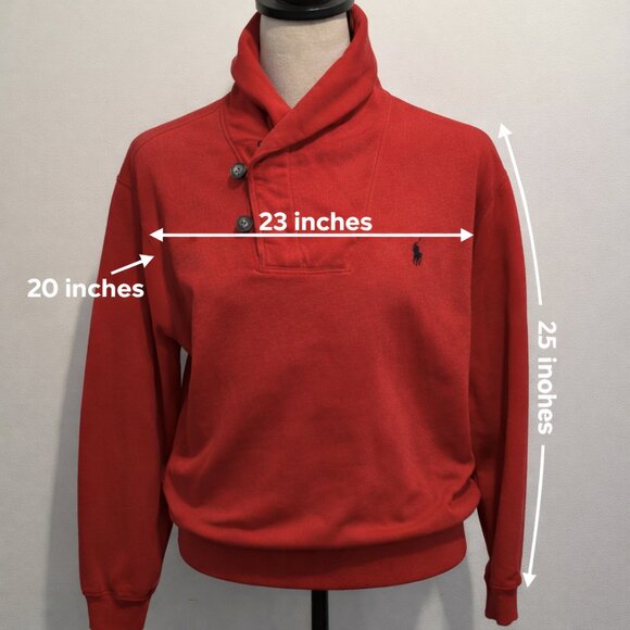 Red Polo Ralph Lauren Button-Up Zip High Neck Turtleneck Pullover Sweater - Picture 8 of 8